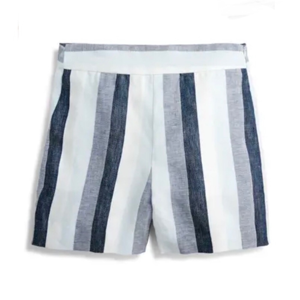 Point Sur Faded Indigo Stripe Linen Trouser Shorts